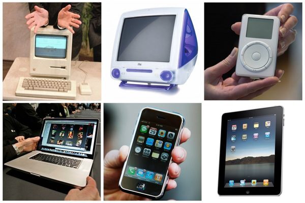 Самые знаменитые продукты Apple, выпущенные во времена Джобса: первые Macintosh, iMac, iPod, MacBook Pro, iPhone и iPad.